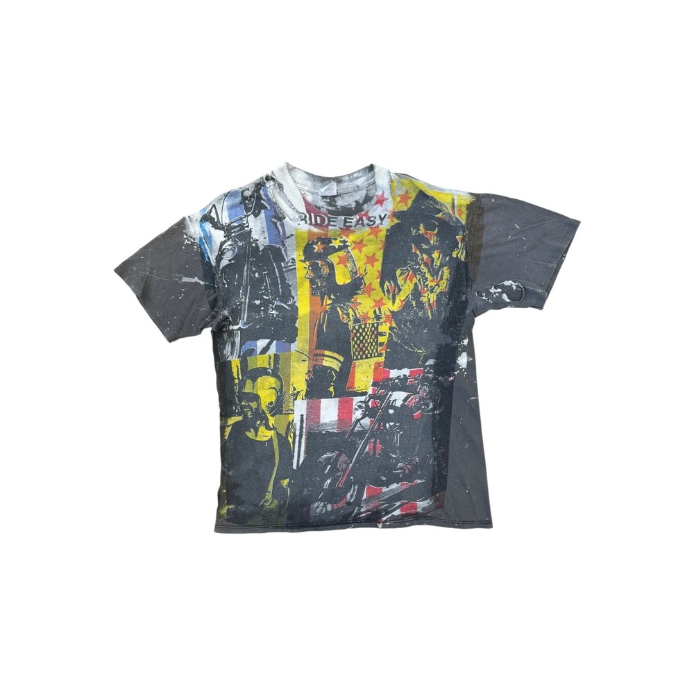 Mosquitohead Easy Rider Tee Mens L Black Good 1980s Vintage AOP Shirt